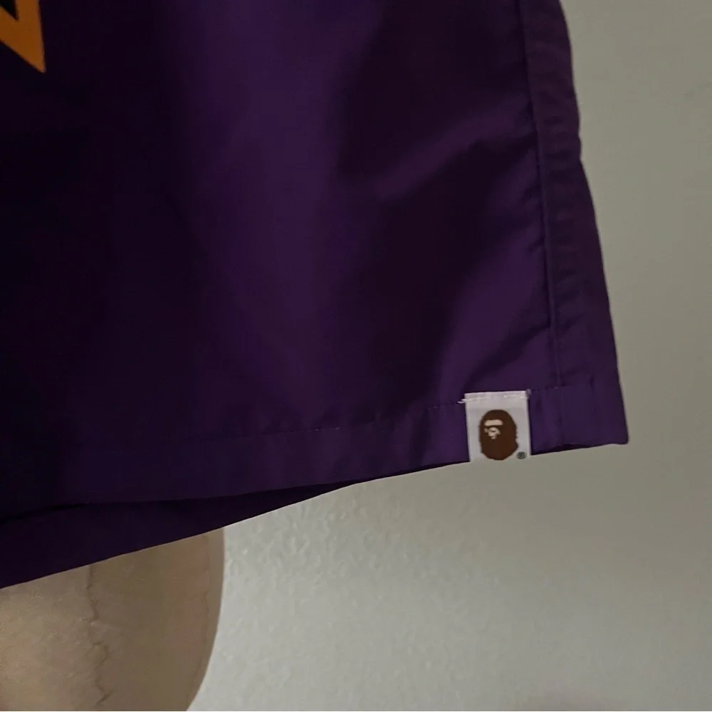 BAPE Purple Tiger SHORTS sz M Bathing Ape Japan Polyester Elastic Waist